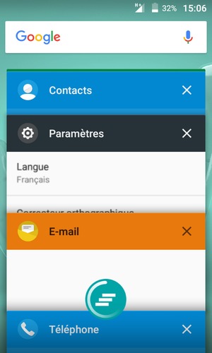 Sélectionnez l'icône Supprimer pour fermer les applis en cours d'exécution