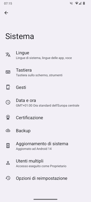 Seleziona Aggiornamento di sistema