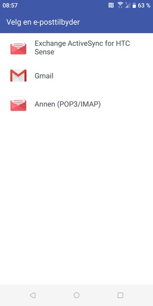 Velg Annen (POP3/IMAP)