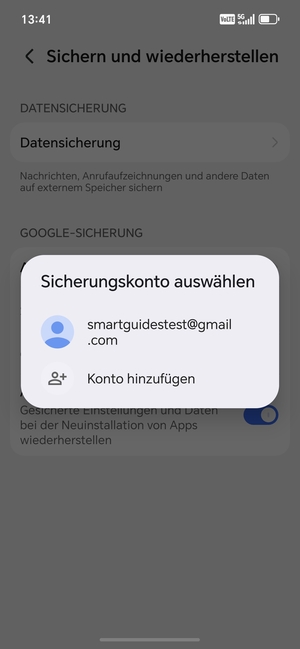 Wählen Sie Ihr Konto für Backup