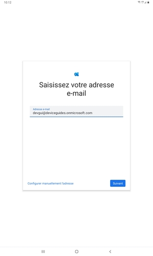 Saisissez votre adresse e-mail et sélectionnez Configurer manuellement l'adresse