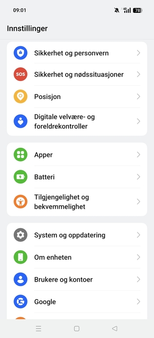 Bla til og velg Sikkerhet og personvern