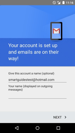 Give your account a name and enter your name. Select NEXT