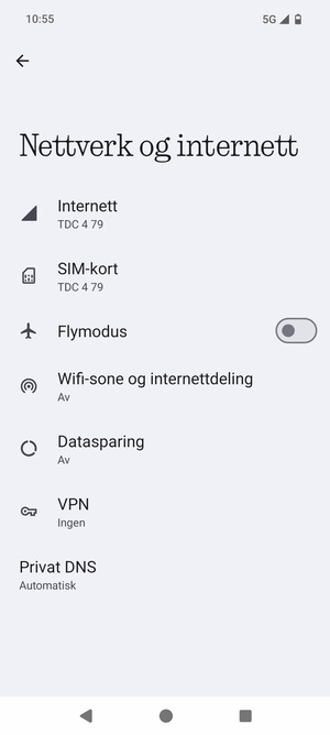 Velg Wifi-sone og internettdeling