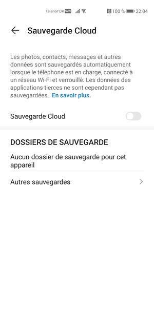 Activer le  Sauvegarde Cloud