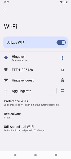 Ora sei connesso alla rete Wi-Fi