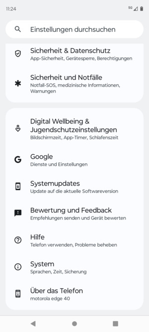 Scrollen Sie und wählen Sie System
