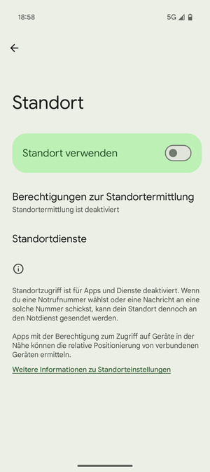 Schalten Sie Standort verwenden aus