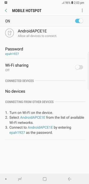 Your phone is now set up for use as a modem