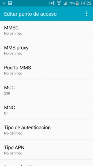 Introduzca la información de MMS