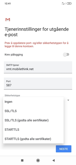 Velg Ingen og NESTE