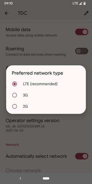Select your preferred option