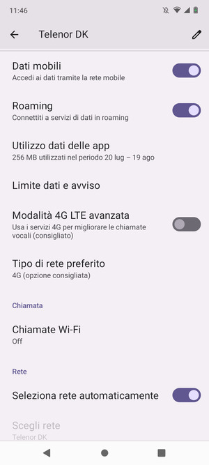 Attiva o disattiva Roaming