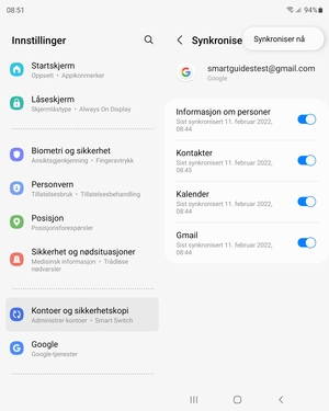 Velg Synkroniser nå