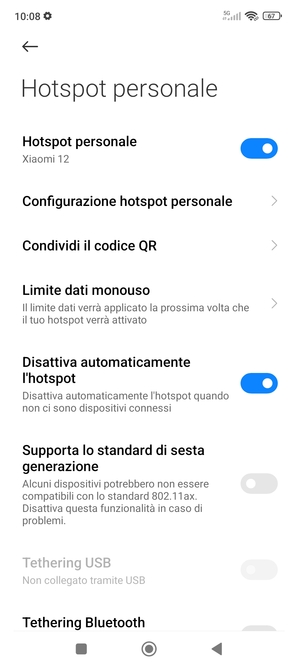 Il telefono è ora pronto per essere usato come modem