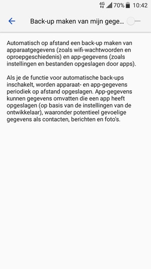 Schakel Back-up maken van mijn gegevens in