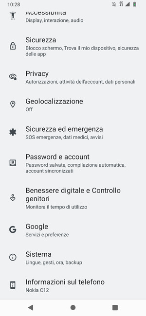 Scorri e seleziona Sistema