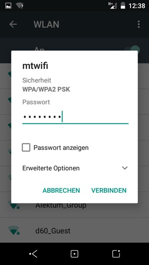 Geben Sie das WLAN-Passwort ein und wählen Sie VERBINDEN