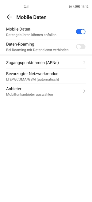 Wählen Sie Zugangspunktnamen (APNs)