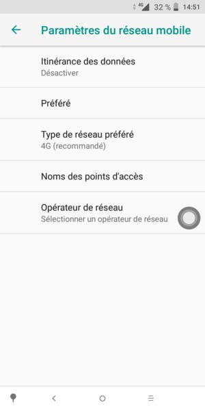 Pour changer de réseau en cas de problèmes de réseau, sélectionnez Opérateur de réseau