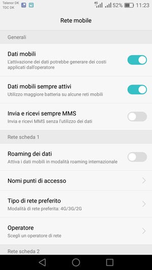 Scorri fino a Rete scheda 1 o Rete scheda 2 e seleziona Nomi punti di accesso
