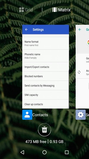 Select the Delete icon to close running apps