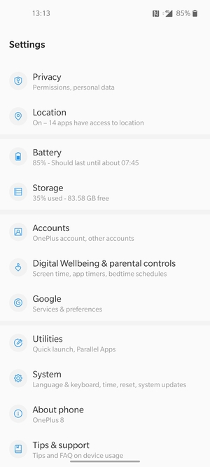Scroll to and select System