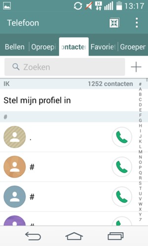 Selecteer de Menu-knop
