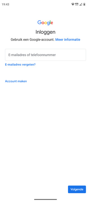 Voer uw Gmail adres in en selecteer Volgende
