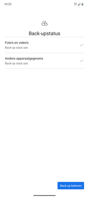 Selecteer Back up beheren
