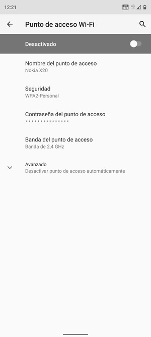 Seleccione Contraseña del punto de acceso