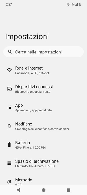 Seleziona Rete e internet