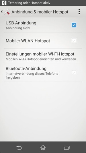Ihr Handy ist jetzt für die Verwendung als Modem eingerichtet
