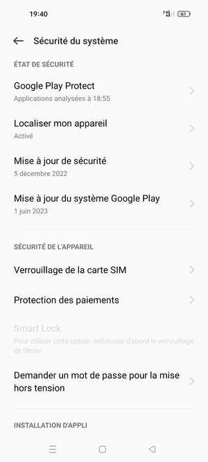 Sélectionnez Verrouillage de la carte SIM