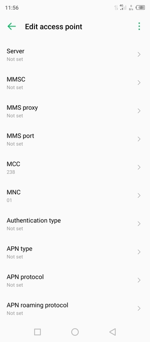 Scroll down and enter MMS information
