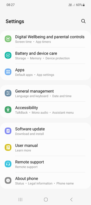 Scroll to and select Software update
