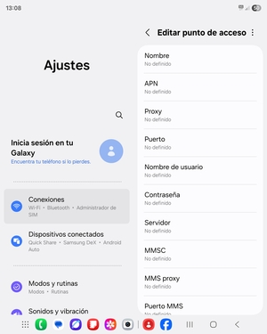 Introduzca la información de MMS