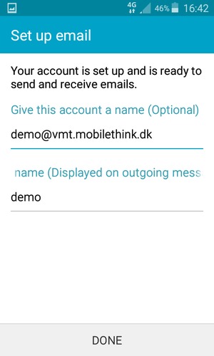 Give your account a name and enter your name. Select DONE