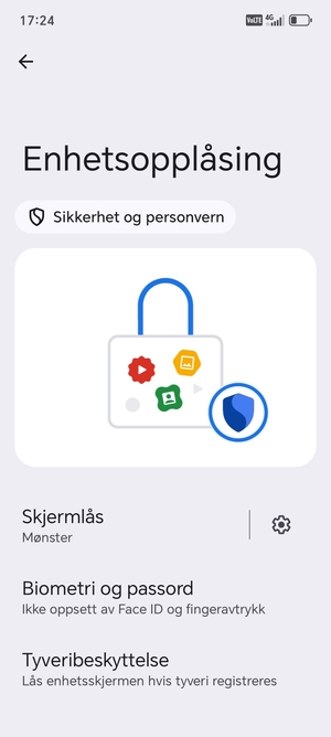 Telefonen din er nå sikret med en skjermlås