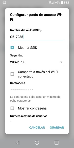 Introduzca una contraseña de al menos 8 caracteres y seleccione GUARDAR