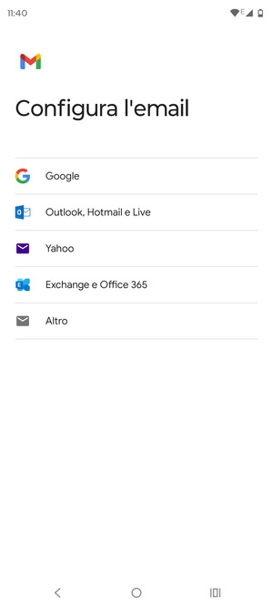 Seleziona Exchange e Office 365