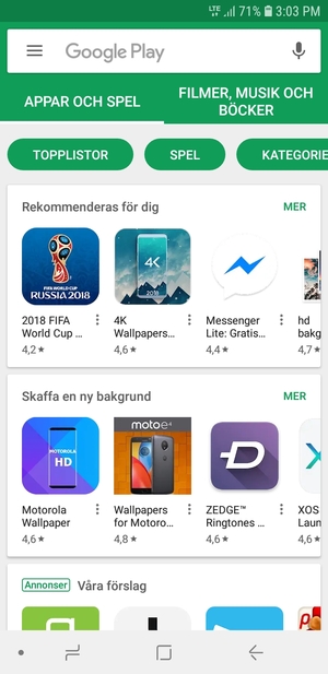 Tryck på sökfältet