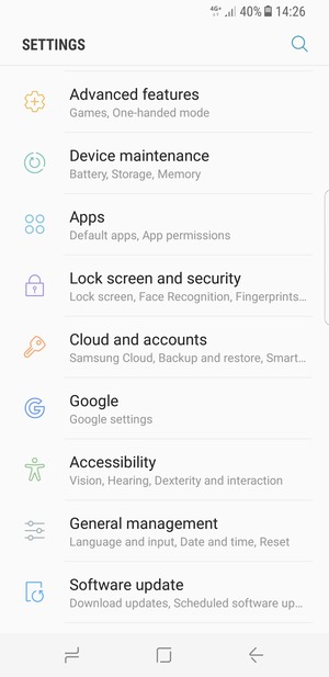 Scroll to and select Cloud and accounts