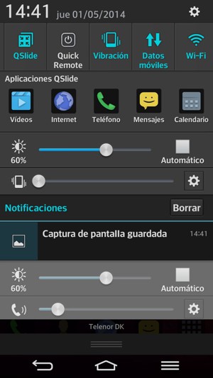 Seleccione Vibración  para cambiar al modo silencio