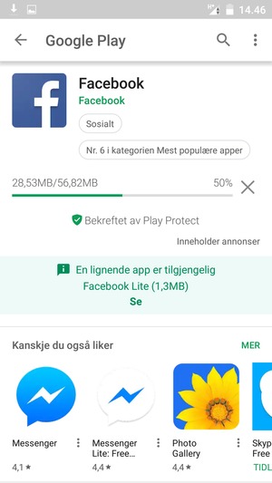 Vent til installasjonen er ferdig