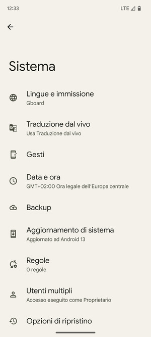 Seleziona Aggiornamento di sistema