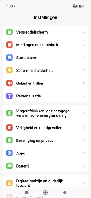 Scroll naar en selecteer Vingerafdrukken, gezichtsgegevens en schermvergrendeling