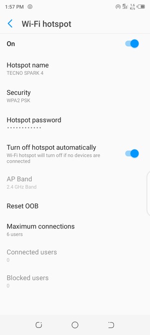 Your phone is now set up for use as a modem