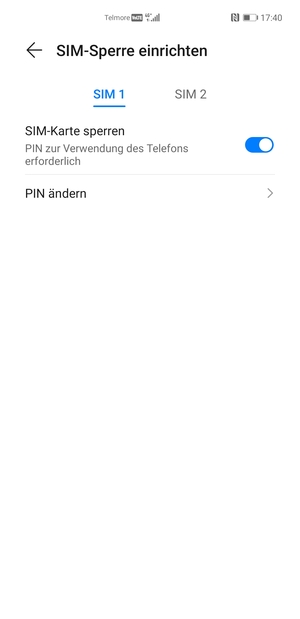 Wählen Sie SIM 1 oder SIM 2 und wählen Sie PIN ändern