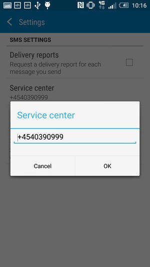 Enter the Service center number and select OK